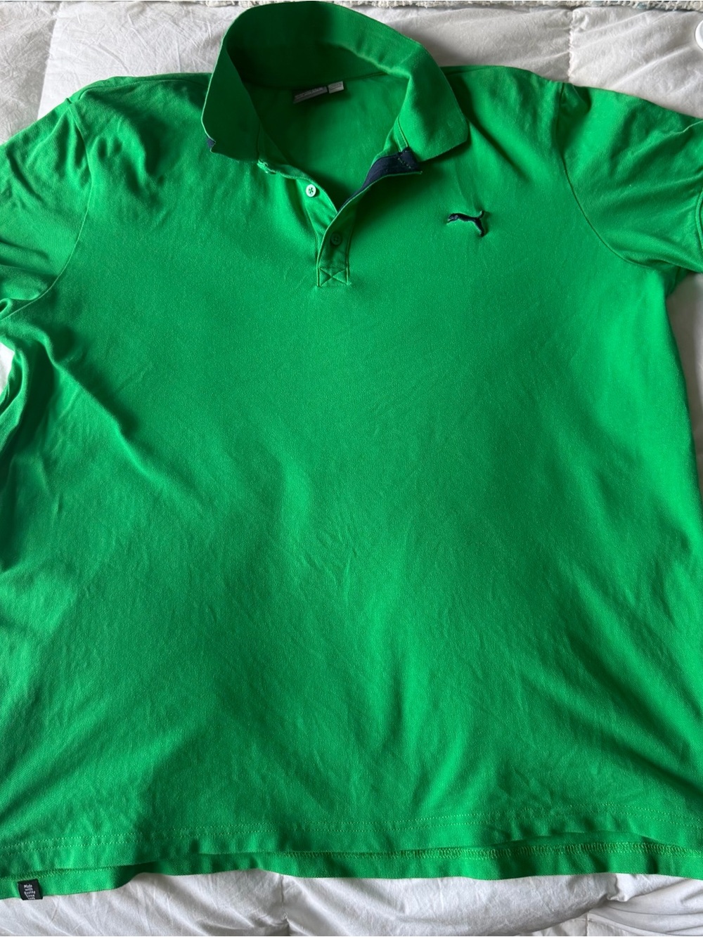 PUMA Men’s XL Bright Green Navy Contrast Polo Shirt Embroidered Logo